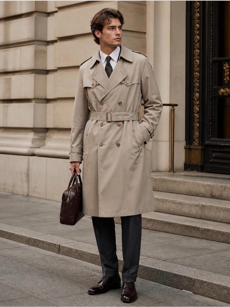 Dior Beige Double-Breasted Trench With Buckled Cuffs